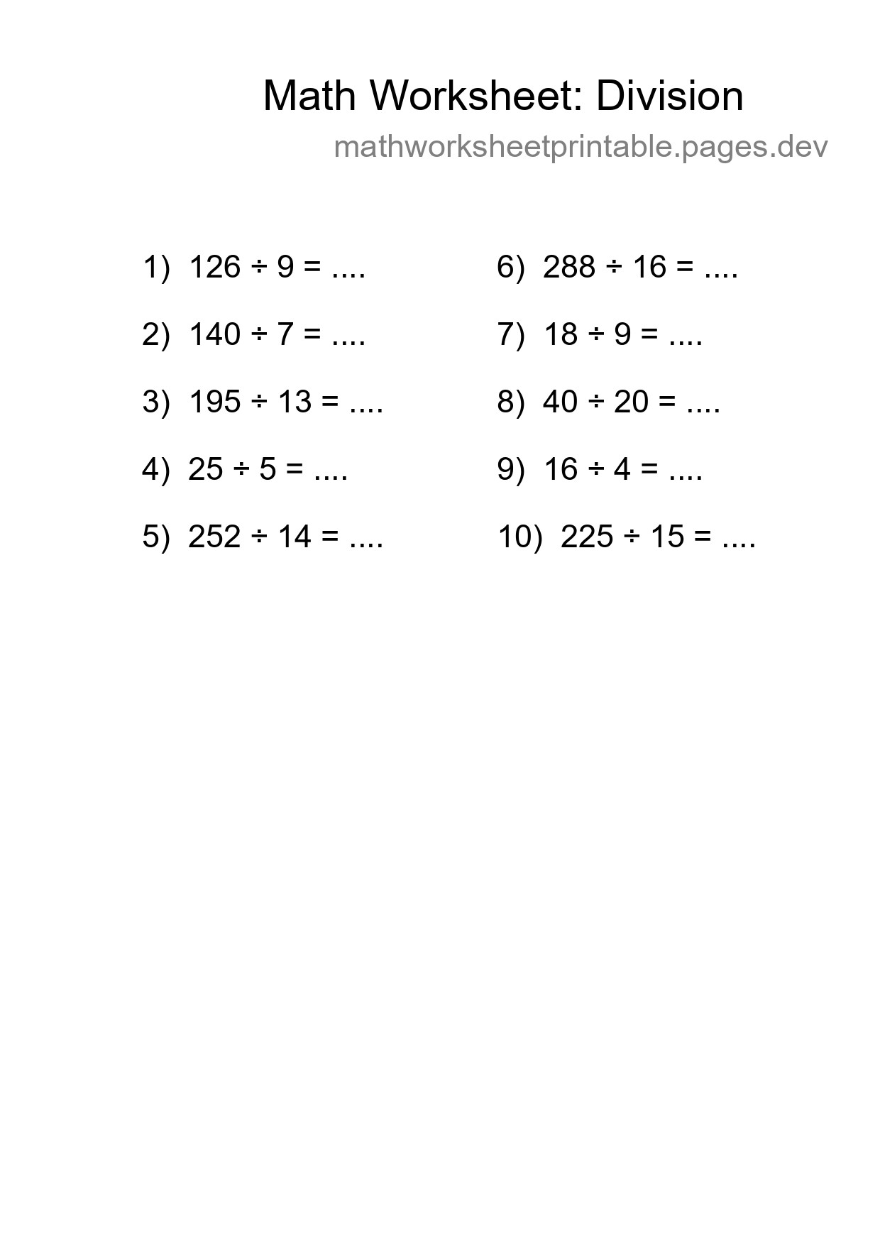 Free 10 Division Math Worksheet For Grade 2 - Part 114