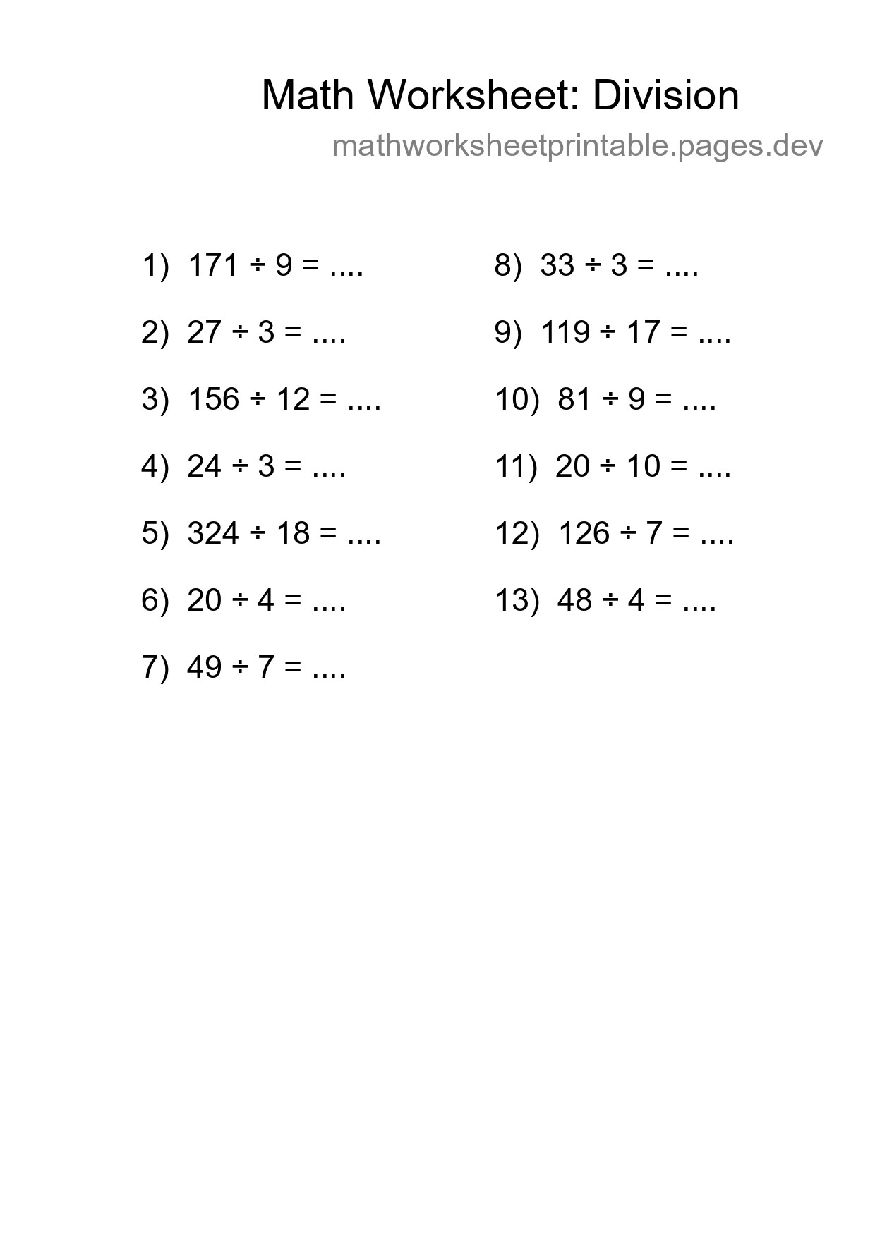 Free 13 Division Math Worksheet For Grade 2 - Part 224