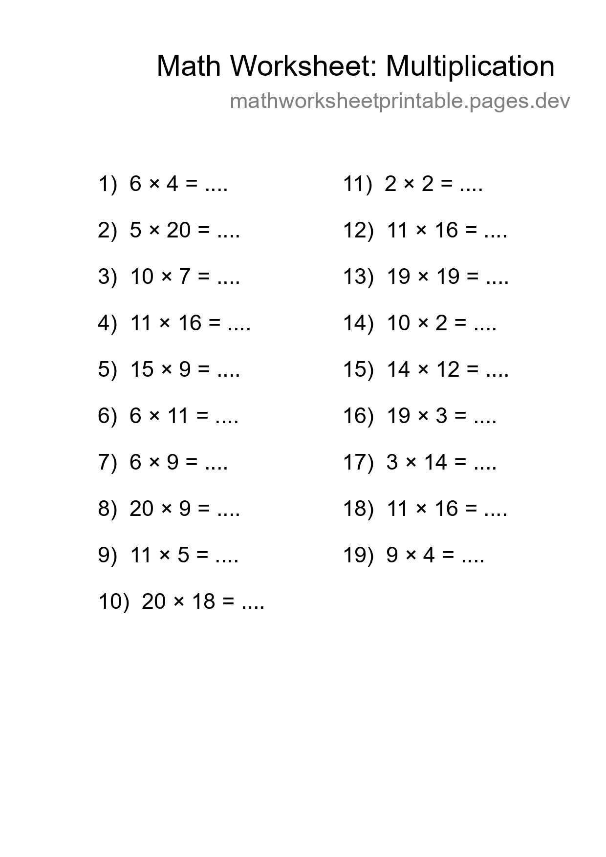 Free 19 Multiplication Math Worksheet For Grade 2 - Part 17