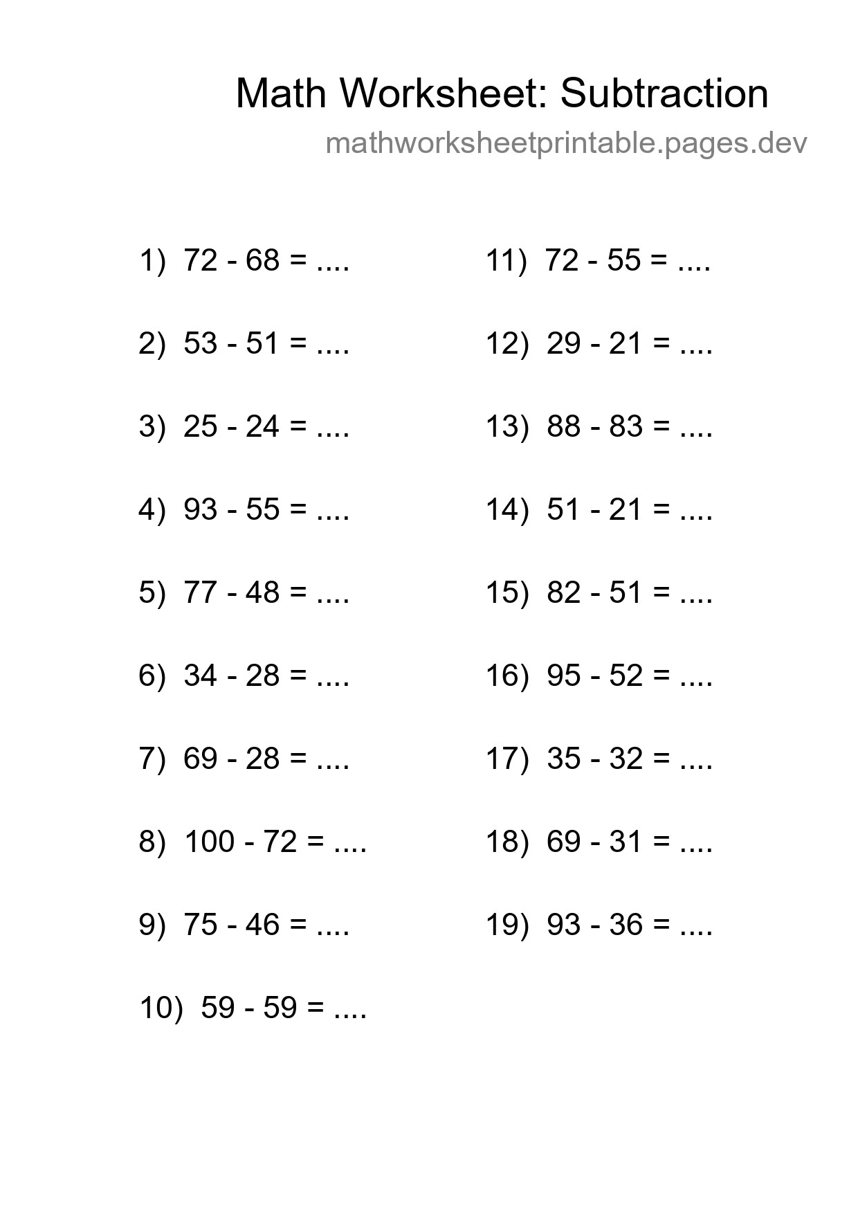 Free 19 Subtraction Math Worksheet For Grade 3 With Answers - Part 218