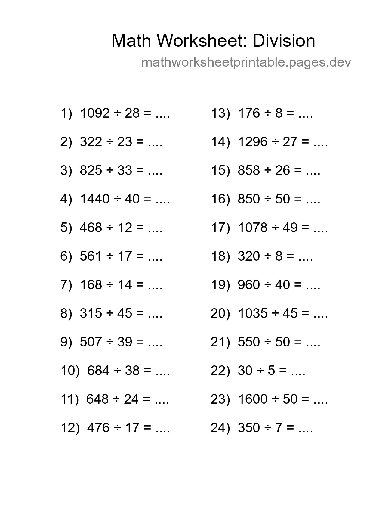 Free 24 Division Math Worksheet For Grade 2 - Part 14