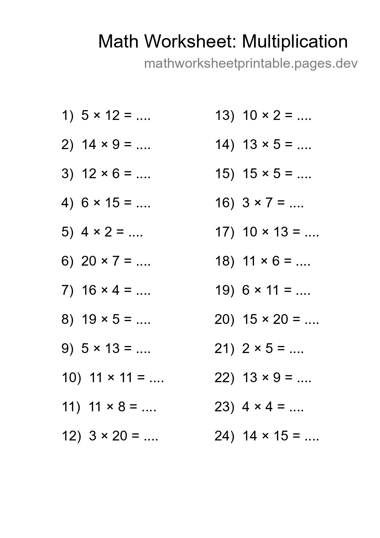 Free 24 Multiplication Math Worksheet For Grade 2 - Part 97