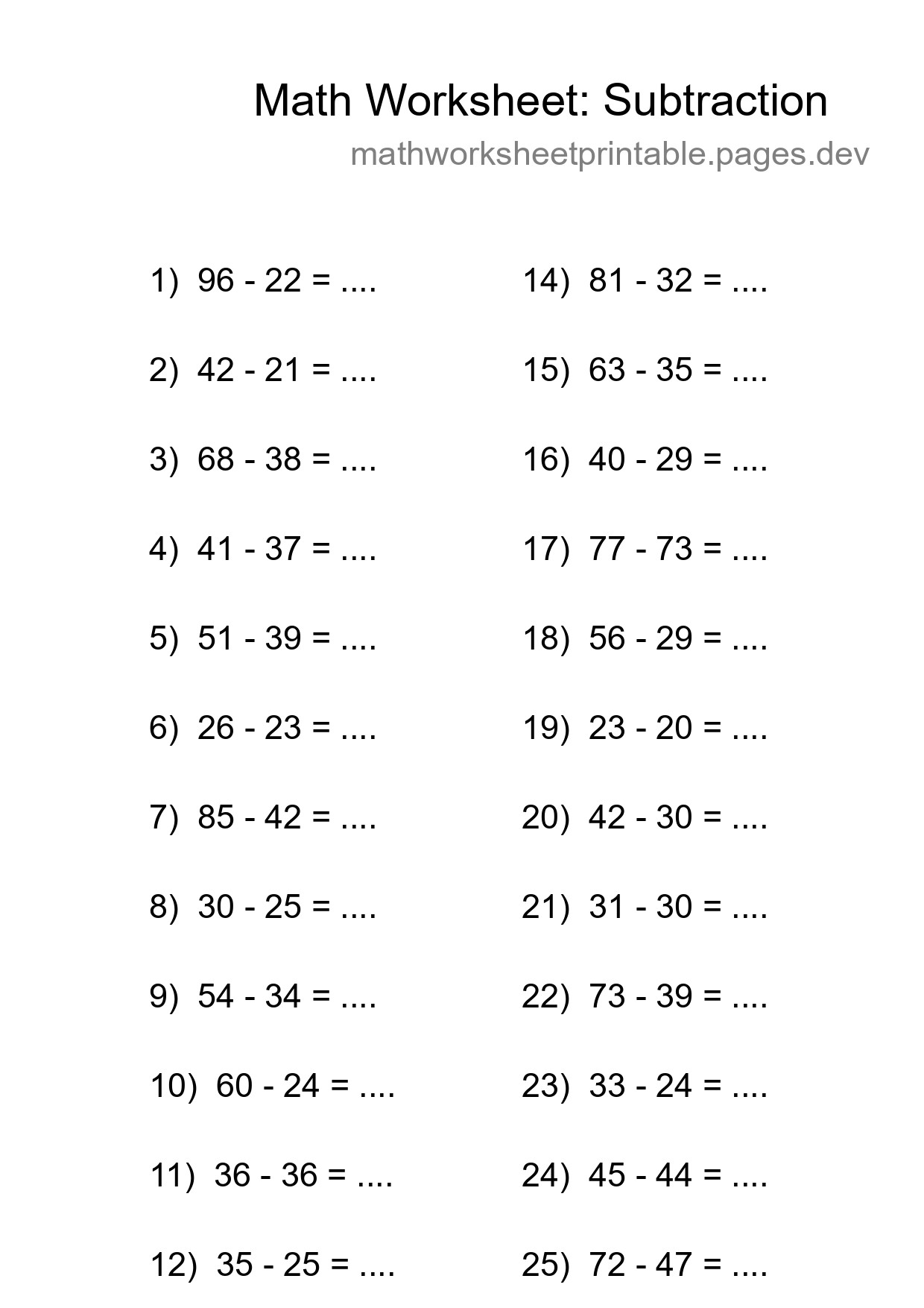 Free 26 Subtraction Math Worksheet For Grade 3 - Part 298