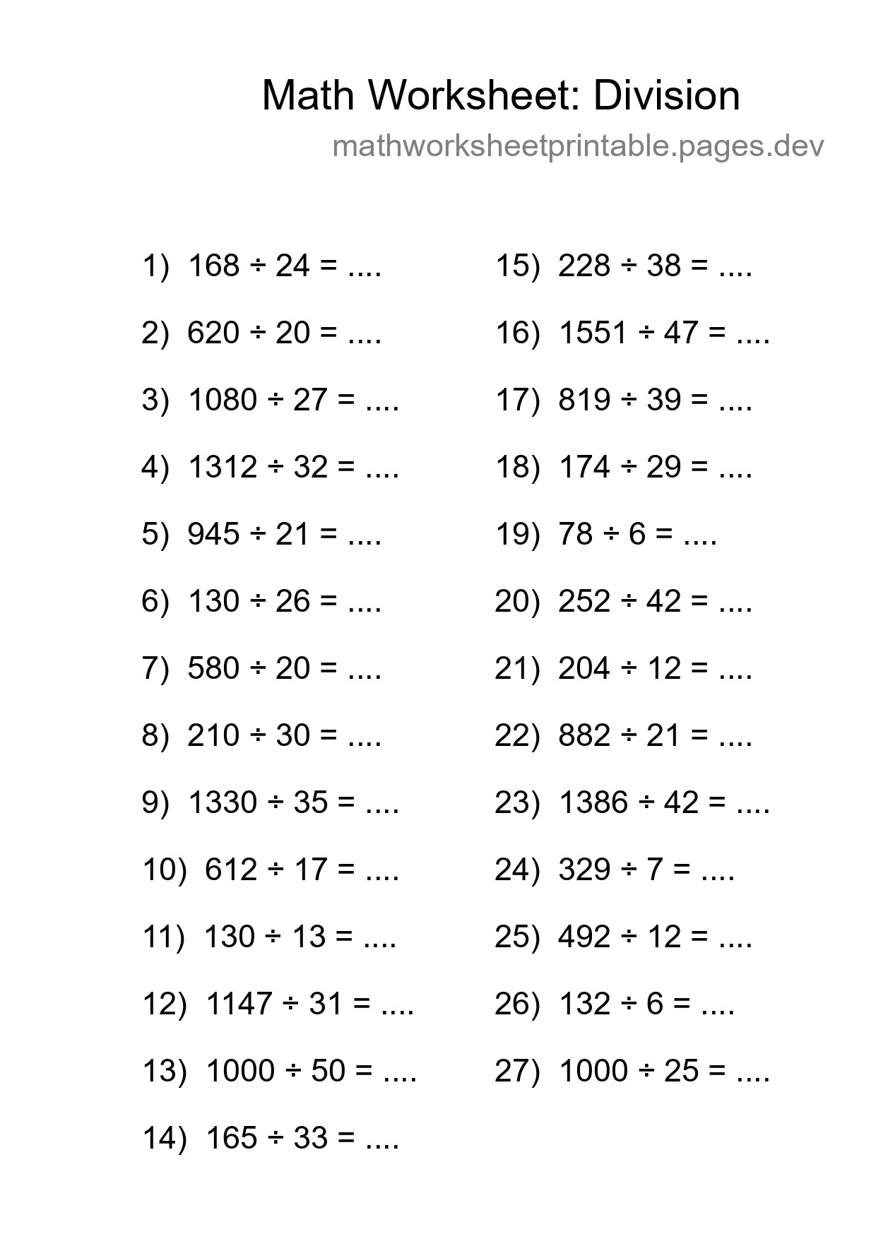 Free 27 Division Math Worksheet For Grade 2 - Part 254