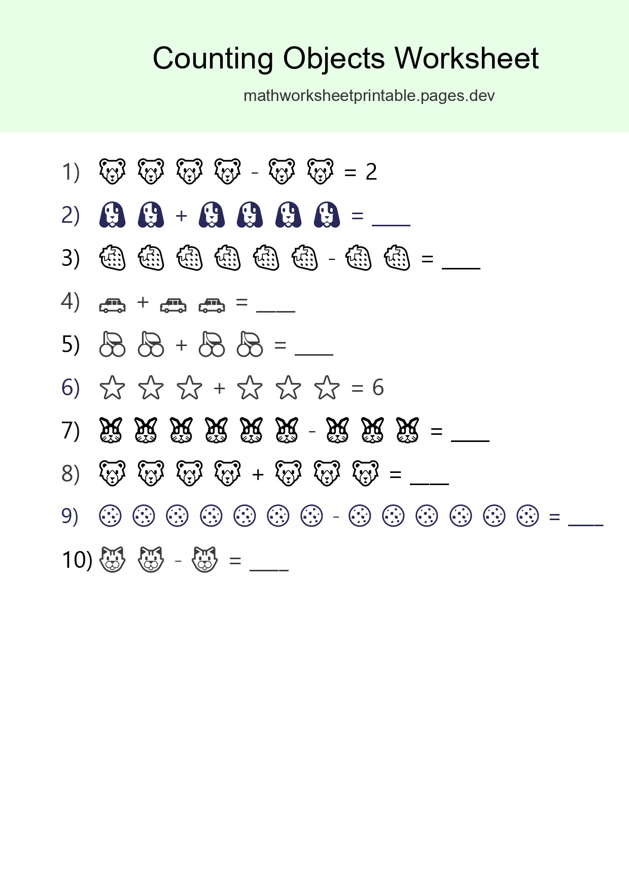 Free Counting Objects Worksheet For Kindergarten - Part 183