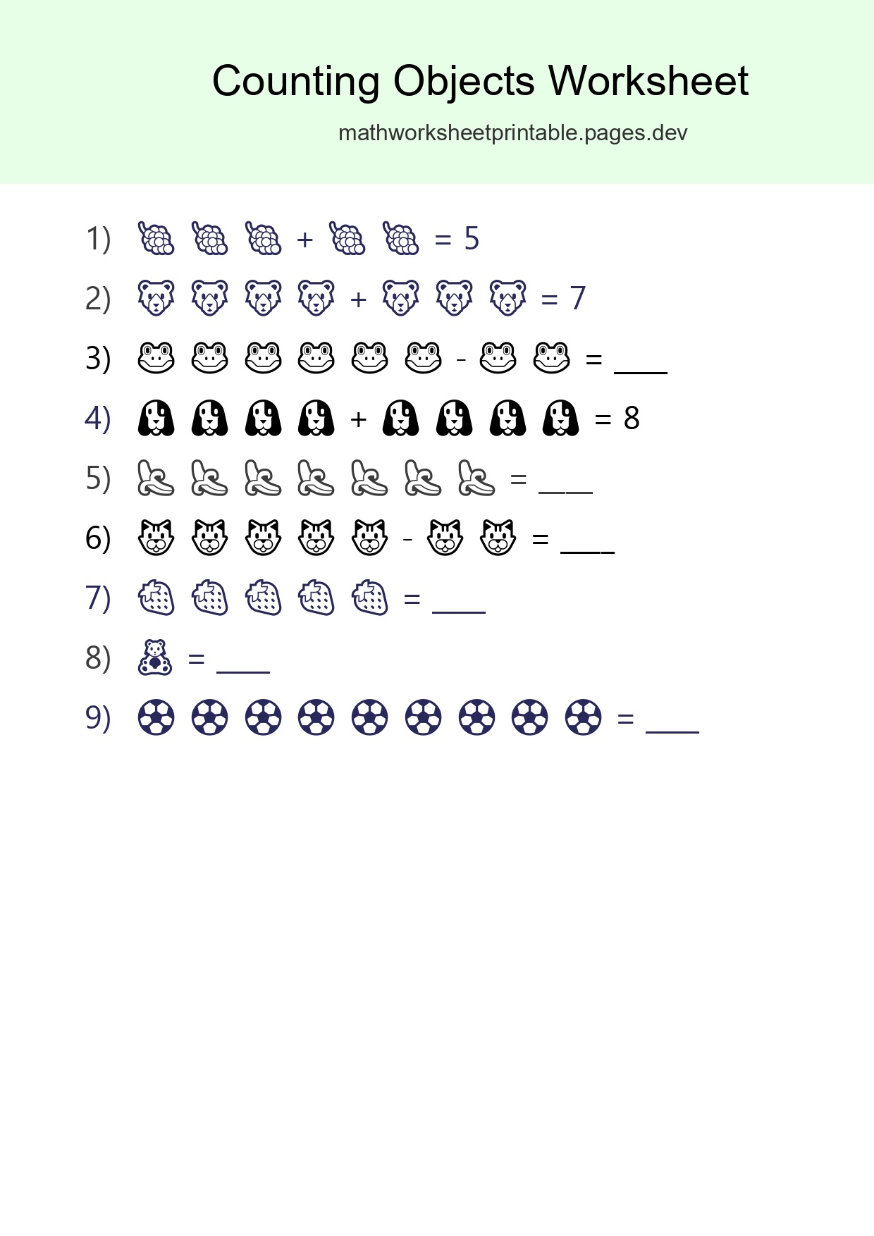 Free Counting Objects Worksheet For Kindergarten - Part 253