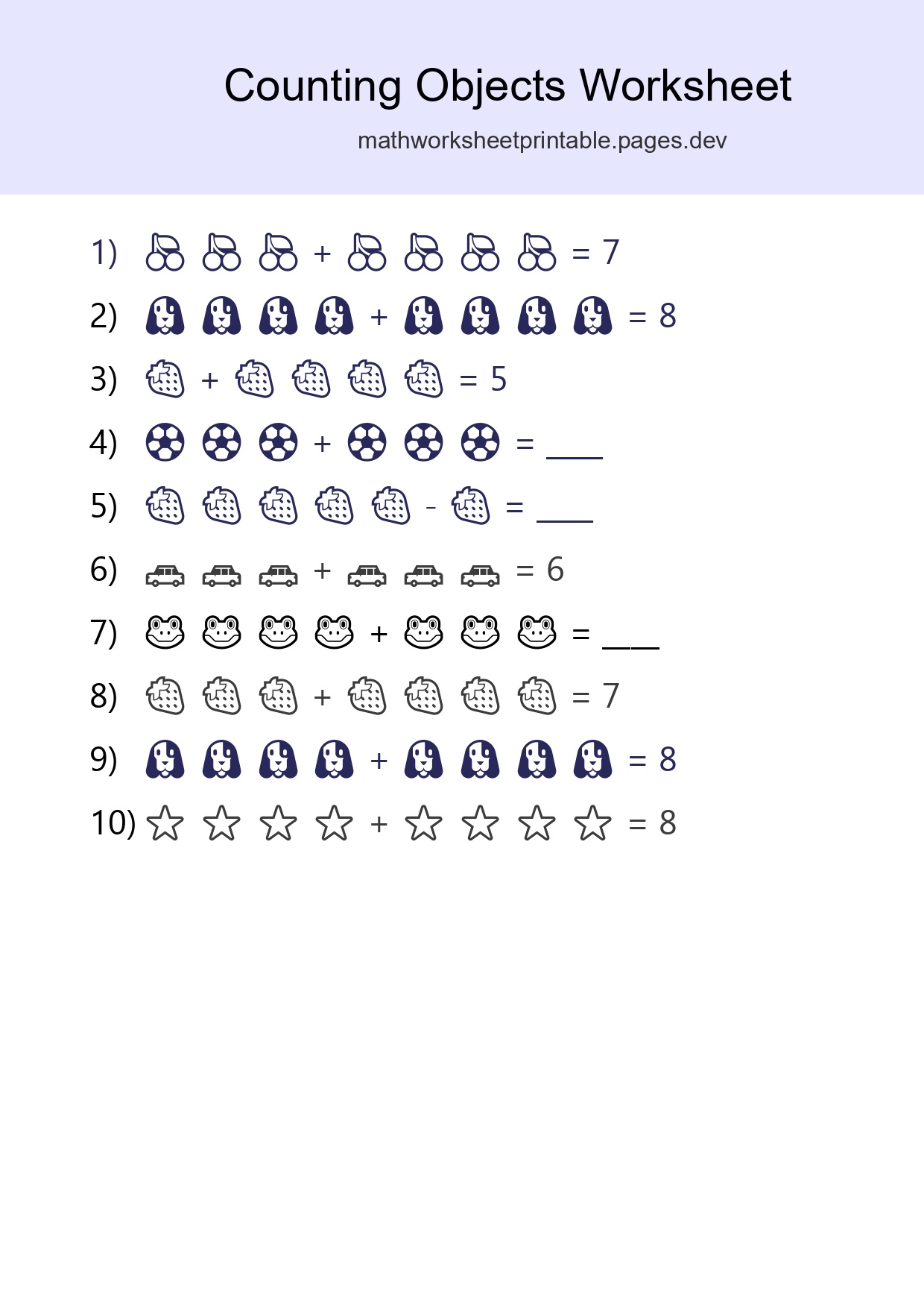 Free Counting Objects Worksheet For Kindergarten - Part 43
