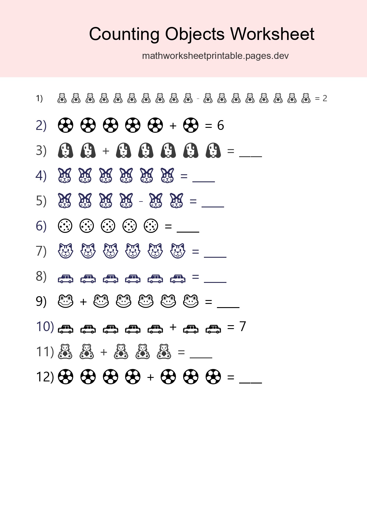 Free Counting Objects Worksheet For Kindergarten - Part 73