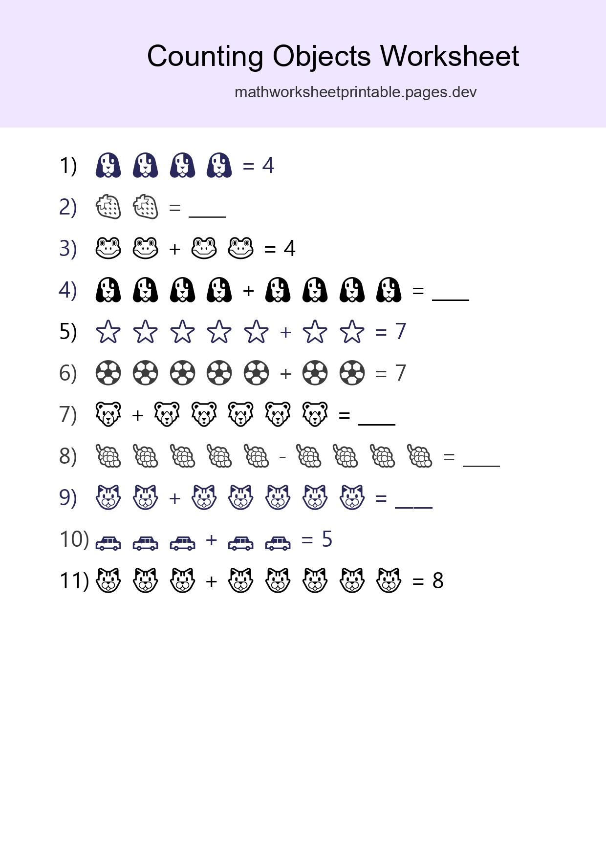 Free Counting Objects Worksheet For Kindergarten Printable - Part 143