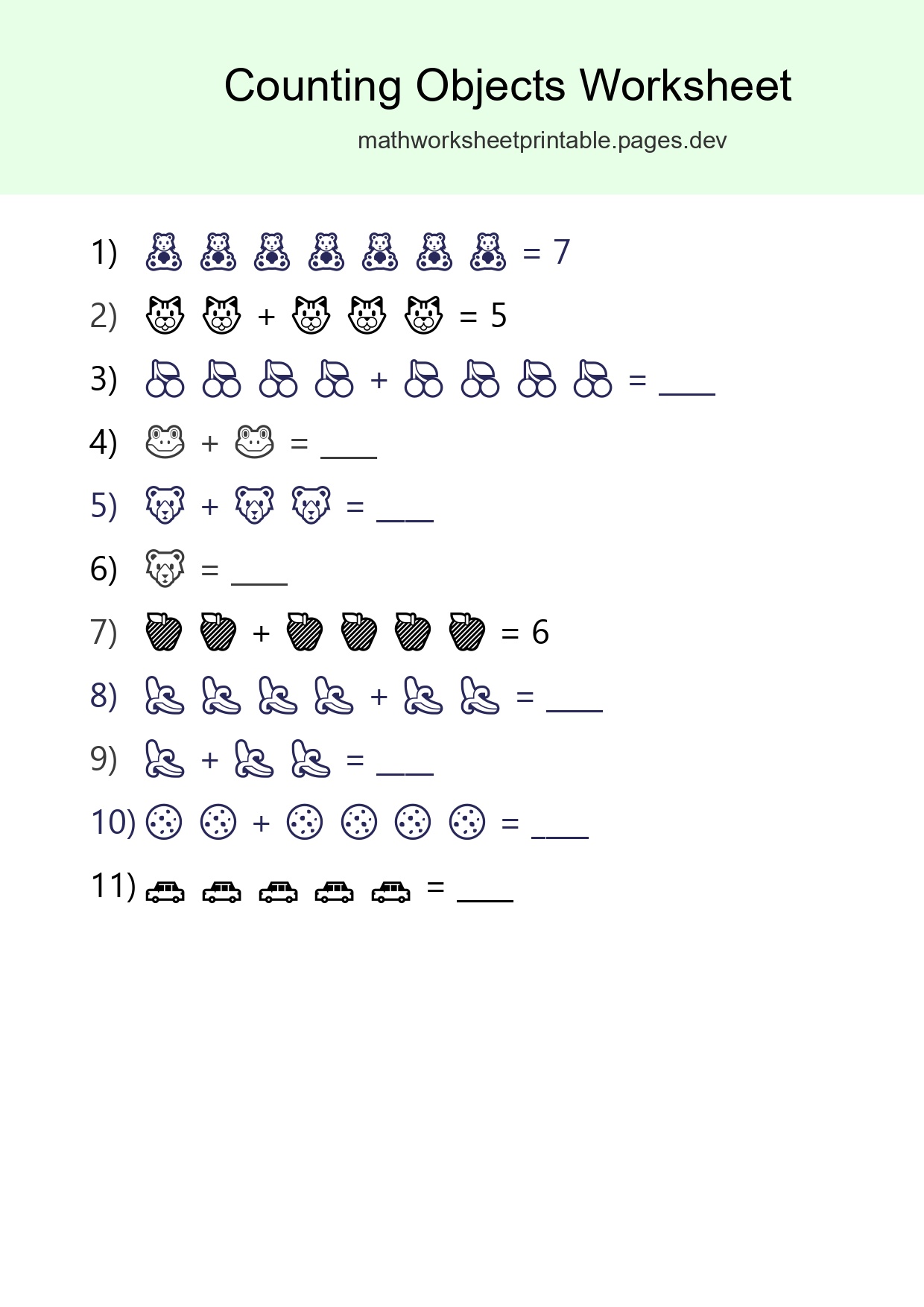 Free Counting Objects Worksheet For Kindergarten Printable - Part 163