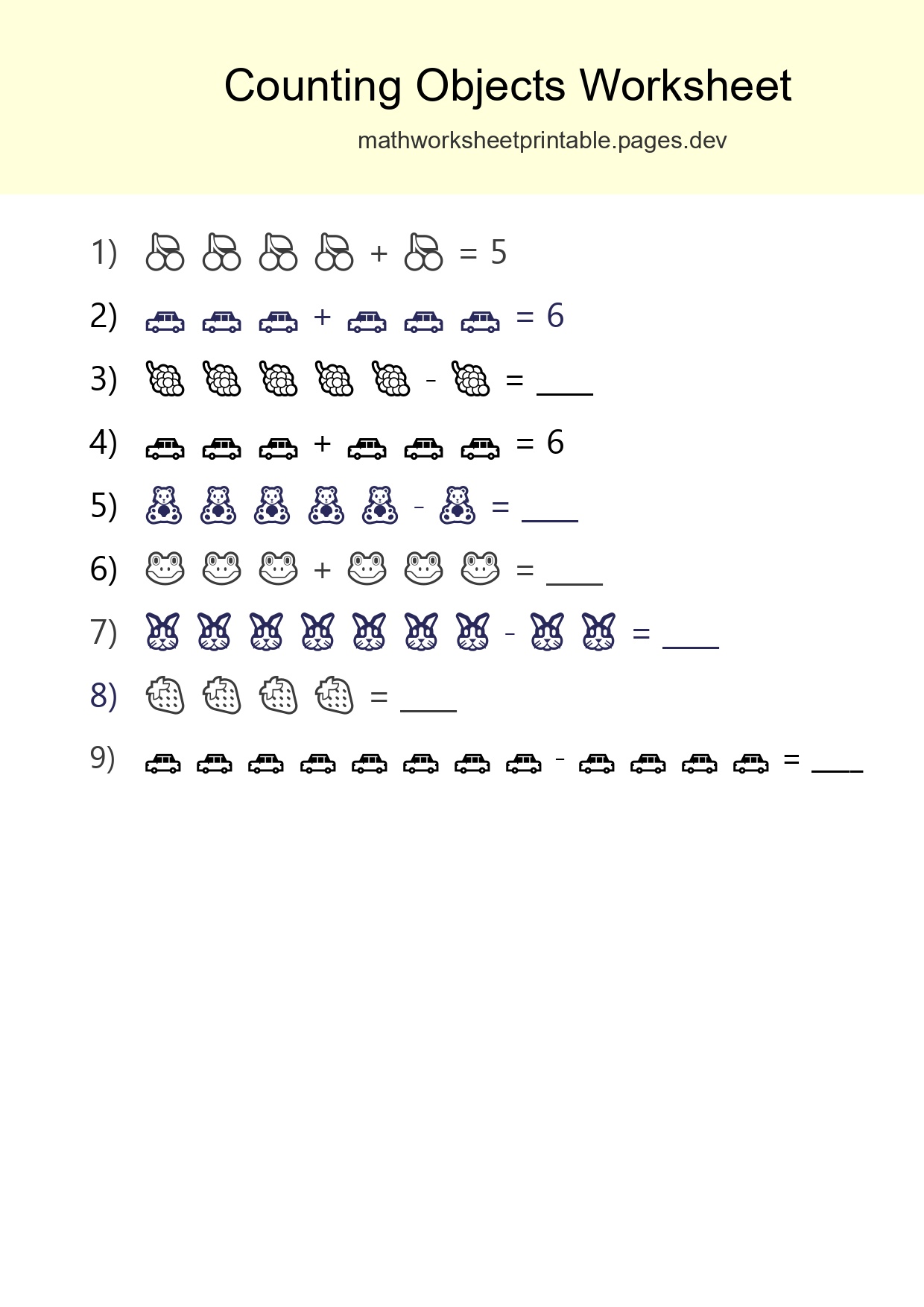 Free Counting Objects Worksheet For Kindergarten Printable - Part 33