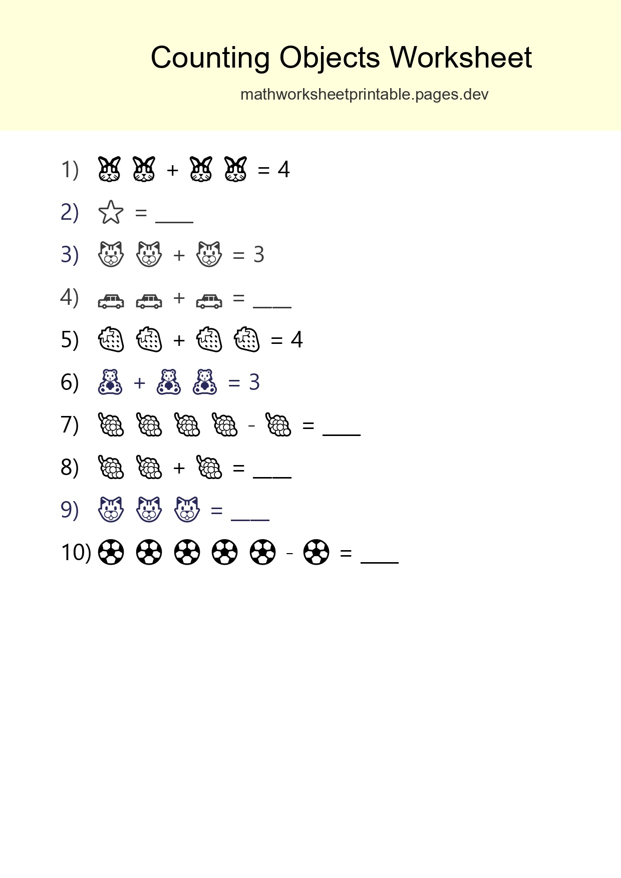 Free Counting Objects Worksheet For Pre-K - Part 113