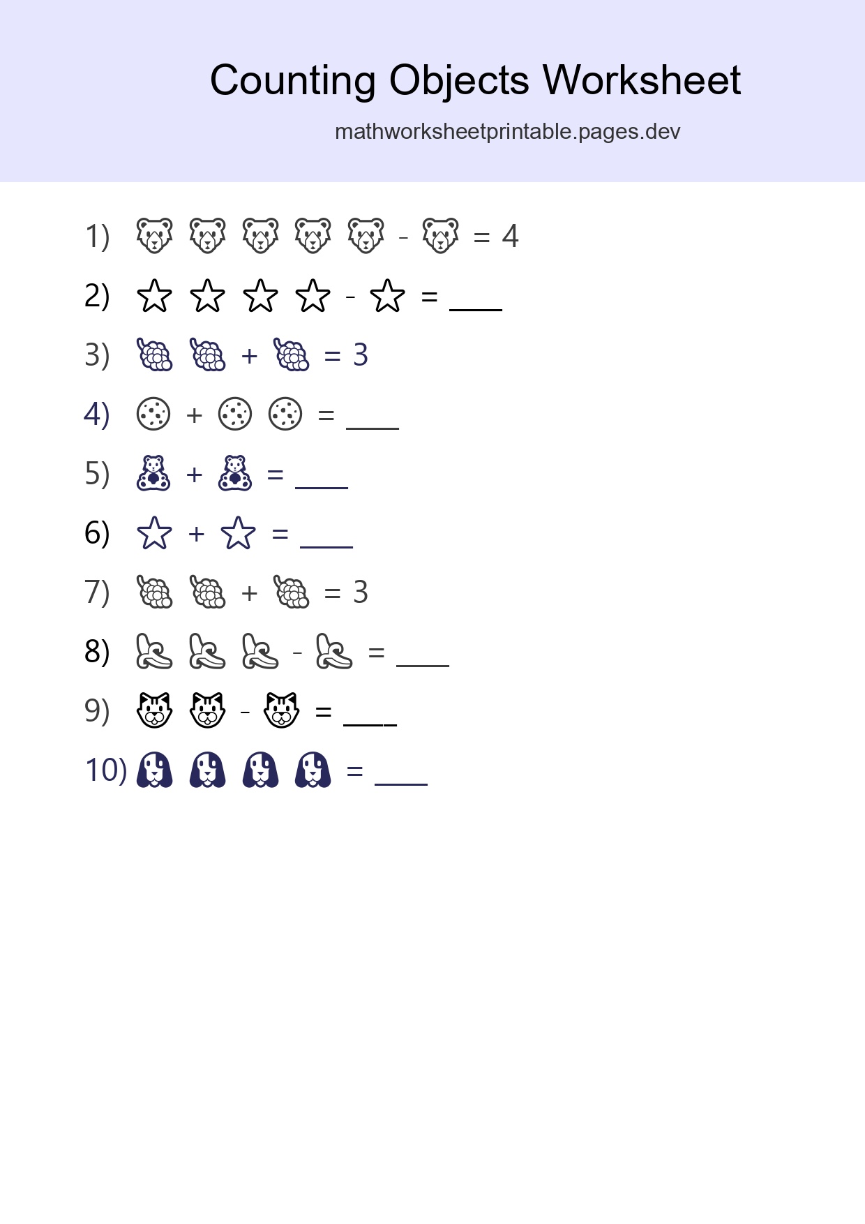 Free Counting Objects Worksheet For Pre-K - Part 53