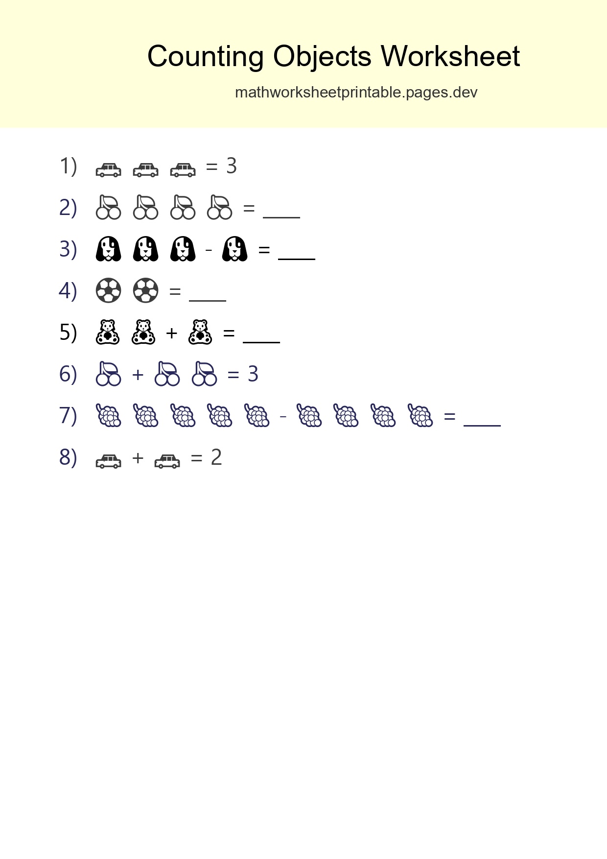 Free Counting Objects Worksheet For Pre-K Printable - Part 213