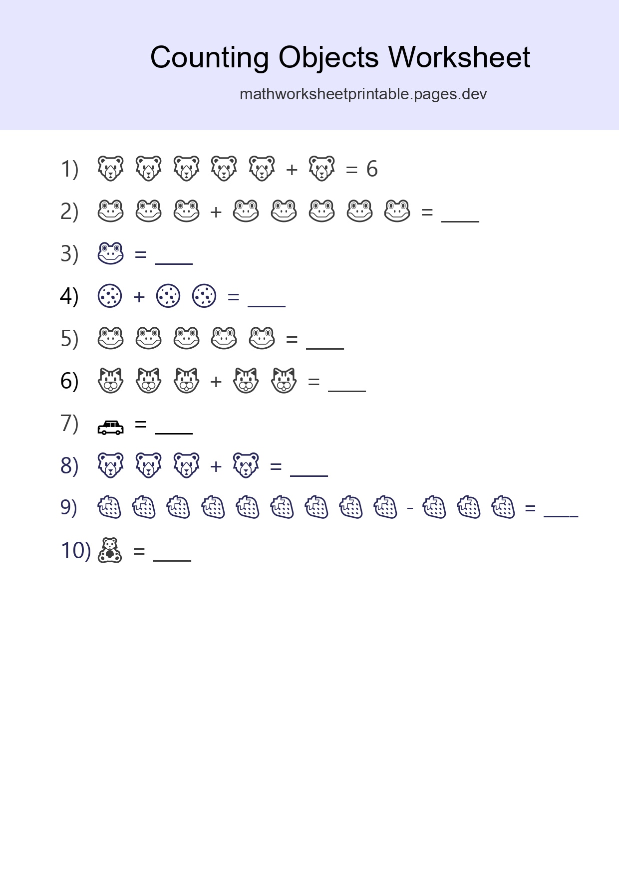 Kindergarten Count The Objects Worksheet - Part 103