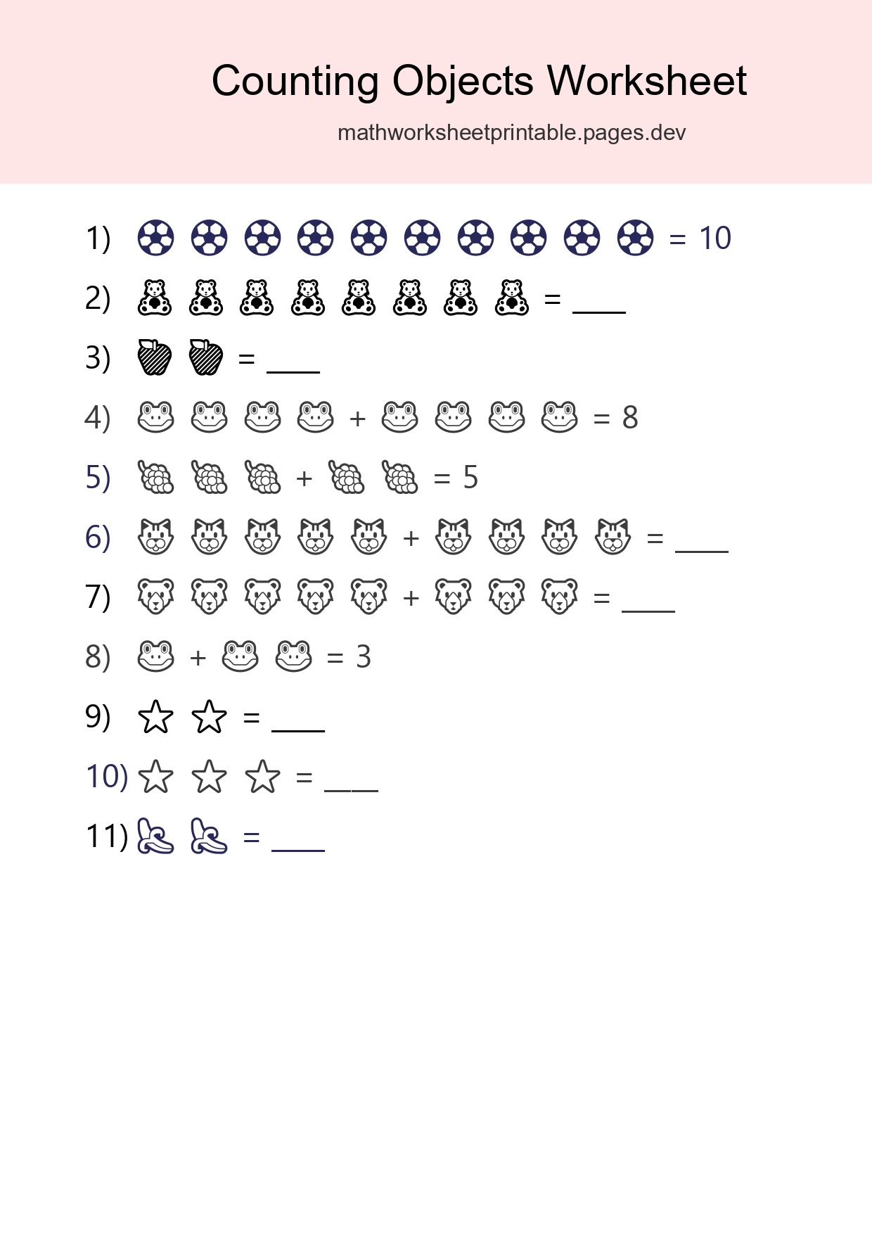Kindergarten Count The Objects Worksheet - Part 13