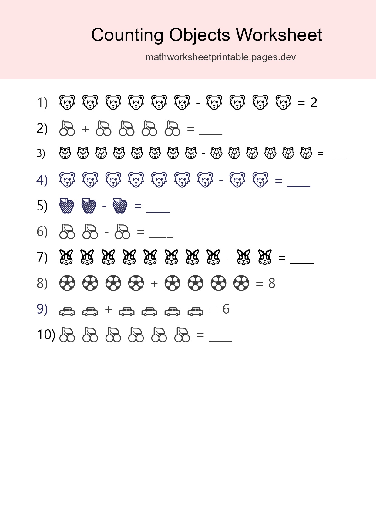 Kindergarten Count The Objects Worksheet - Part 193