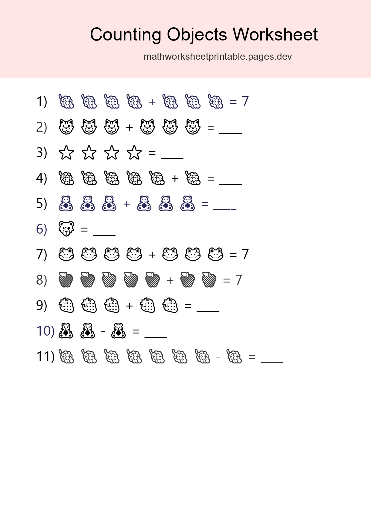 Kindergarten Count The Objects Worksheet - Part 263