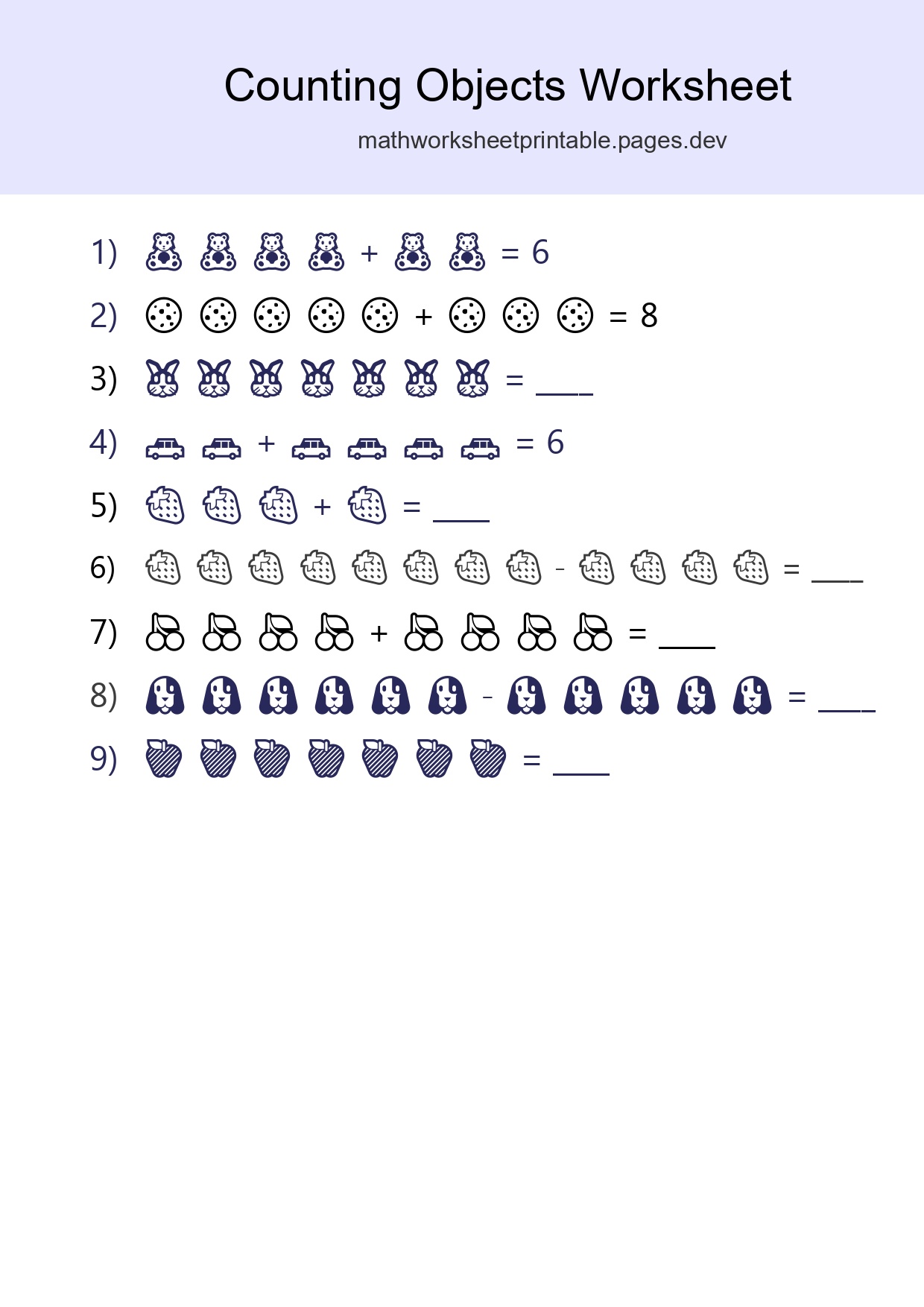 Kindergarten Count The Objects Worksheet - Part 63