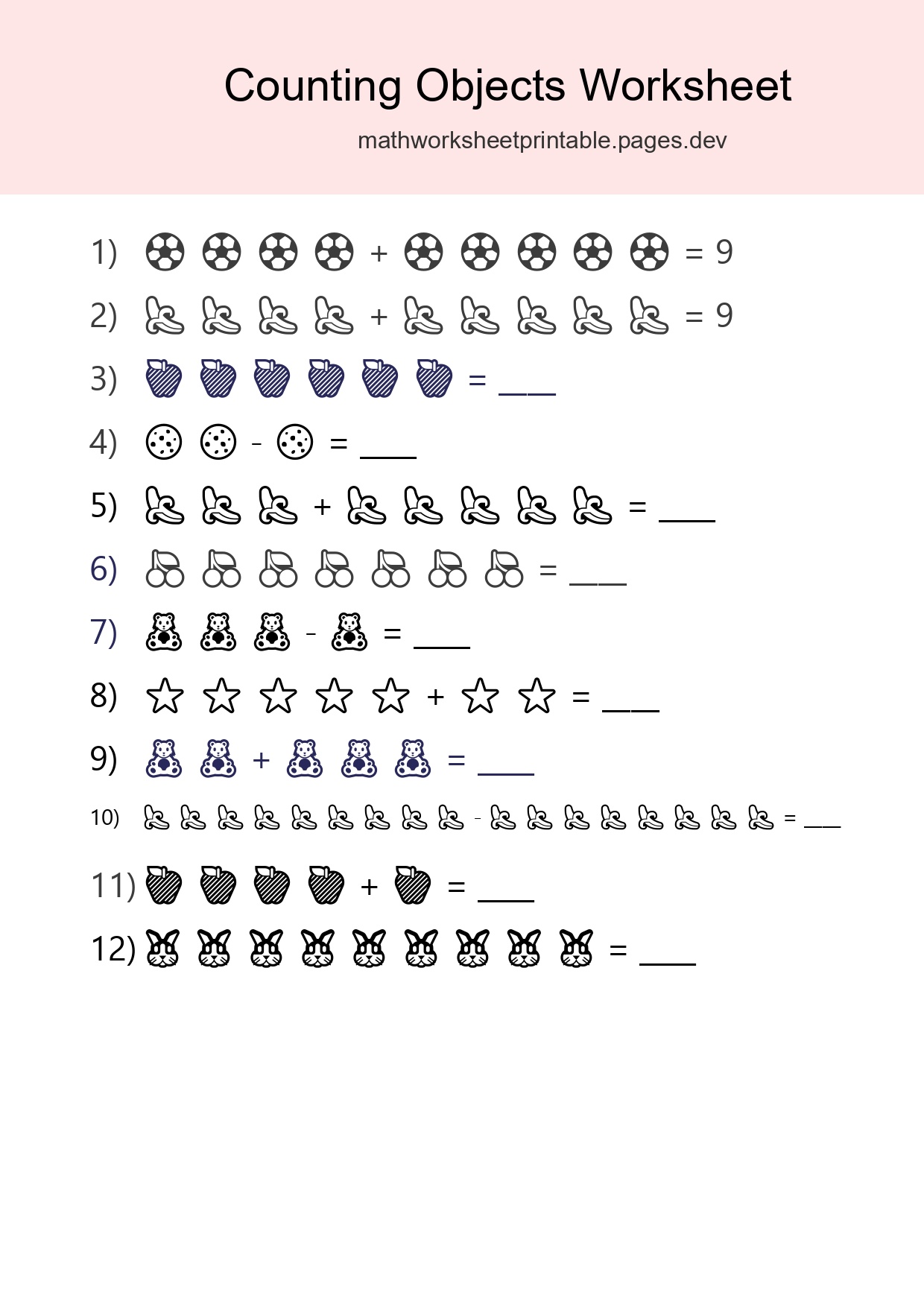 Kindergarten Count The Objects Worksheet - Part 83