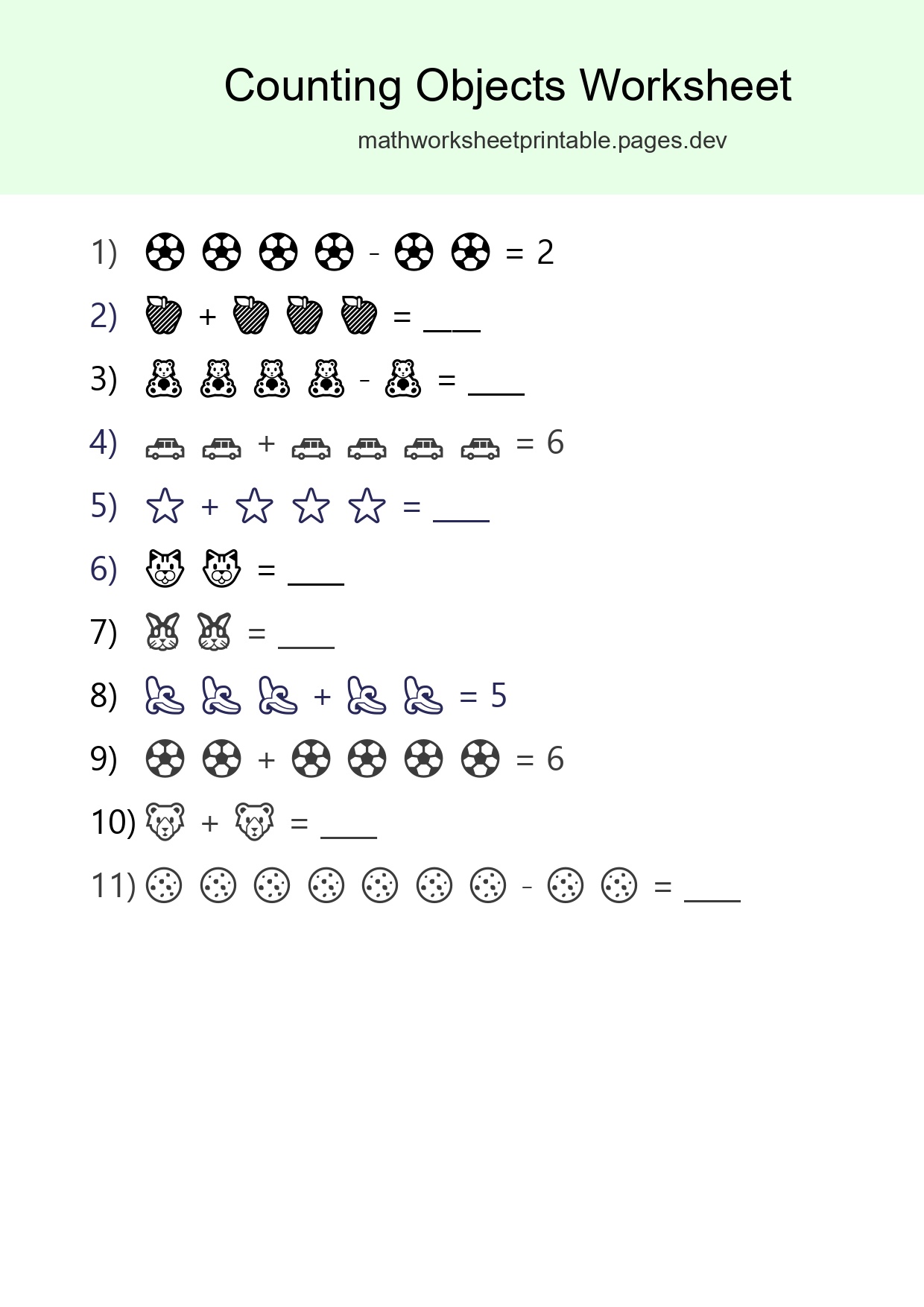 Learn Counting With Pictures Worksheet (Kindergarten) - Part 223