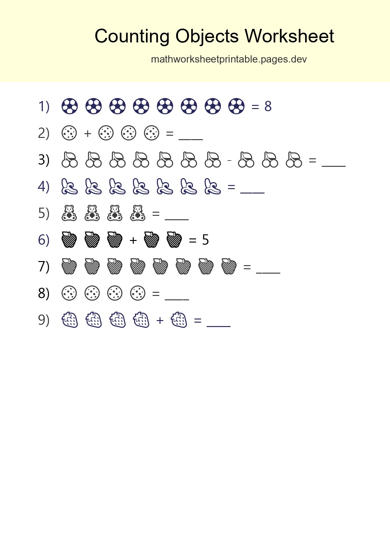 Learn Counting With Pictures Worksheet (Kindergarten) - Part 243