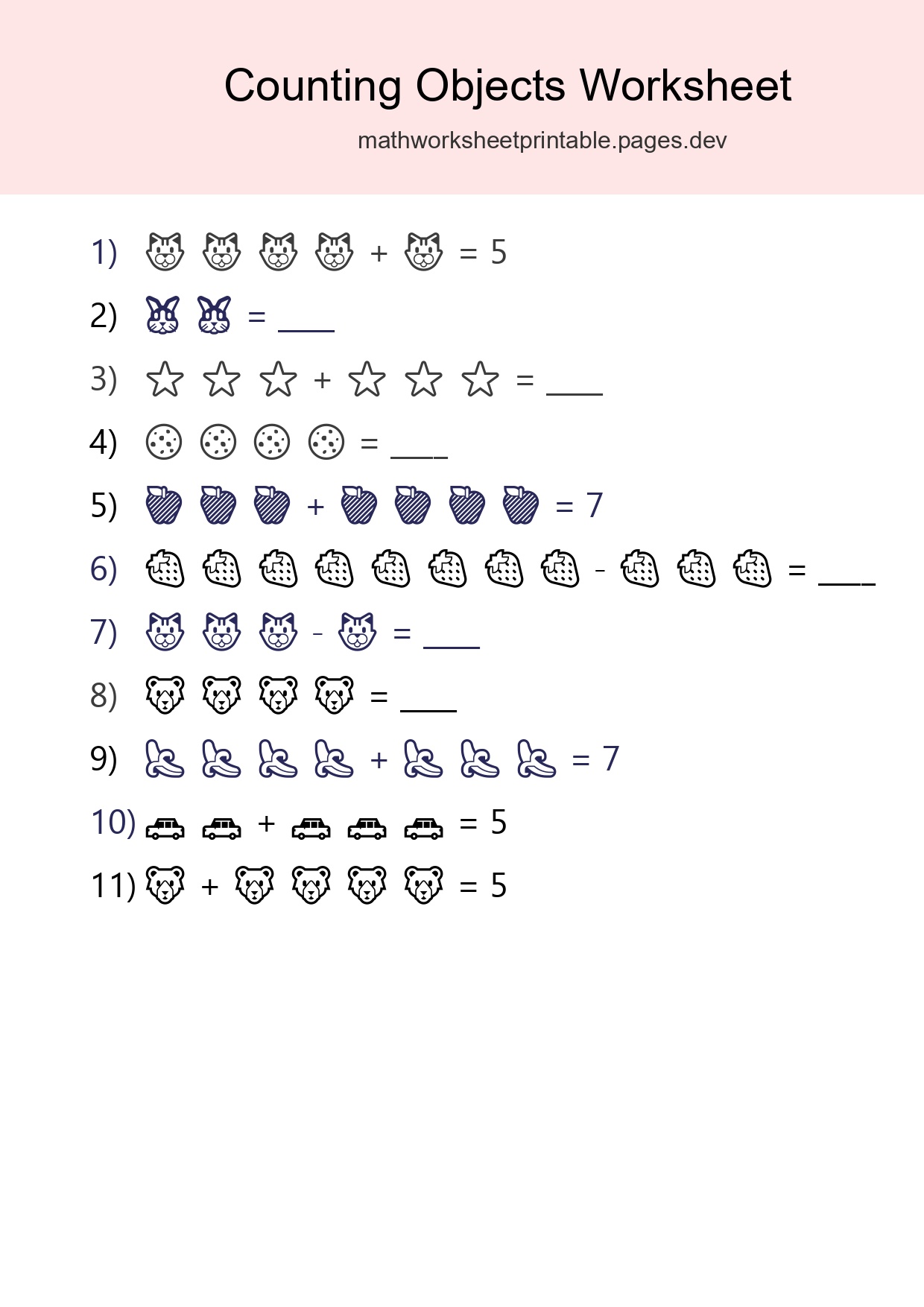 Learn Counting With Pictures Worksheet (Kindergarten) - Part 283