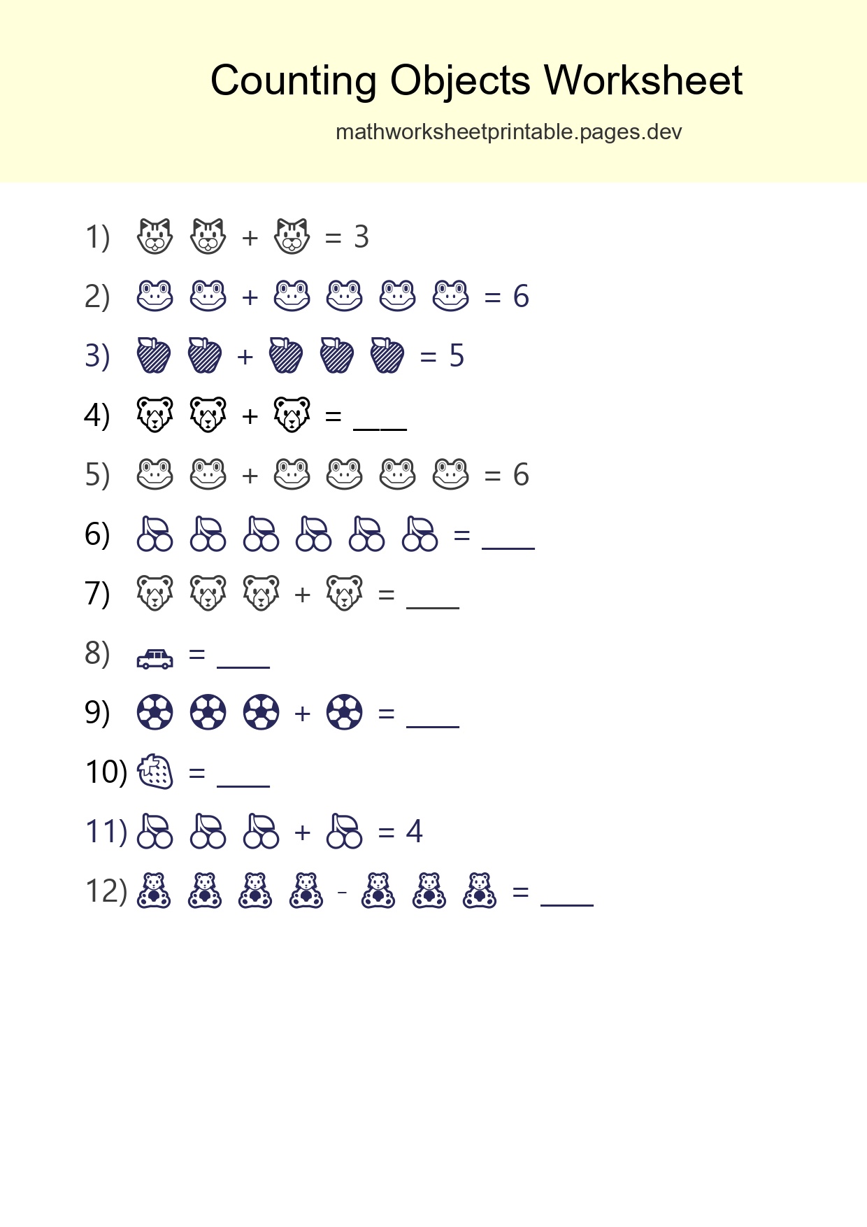 Learn Counting With Pictures Worksheet (Kindergarten) - Part 93