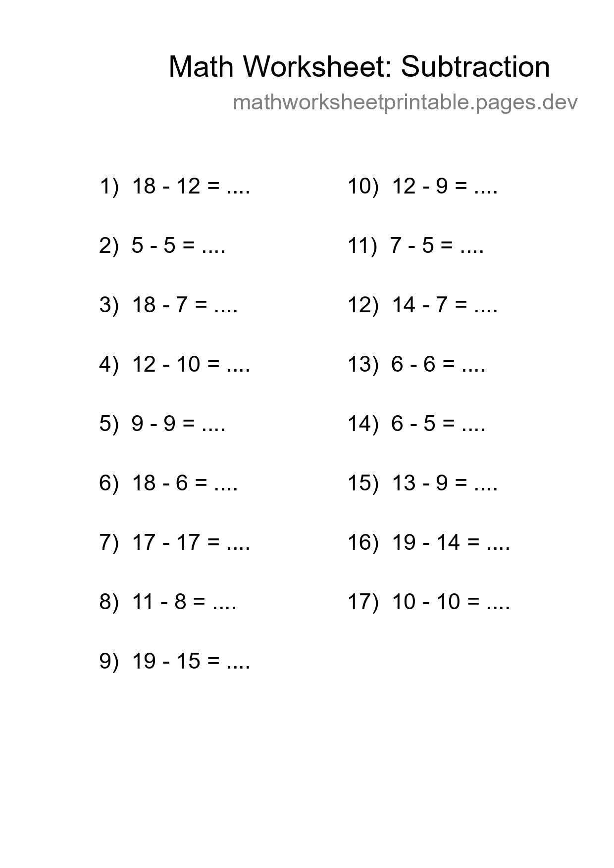 Printable Free 17 Subtraction Math Worksheet For Grade 2 - Part 58